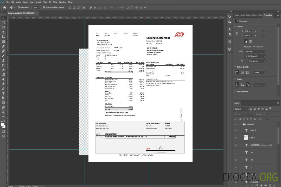 USA ADP Bénéfices st.  exceler pdf template